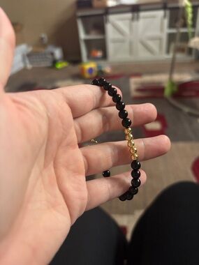 Black and Gold Beaded Bracelet - Women Jewelry